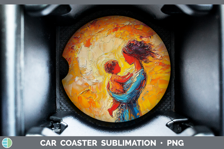 BS04 Thick Paint Mother Child Car Coaster Sublimation Desig