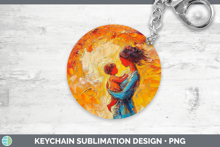 BS04 Thick Paint Mother Child Keychain Sublimation Keyring D