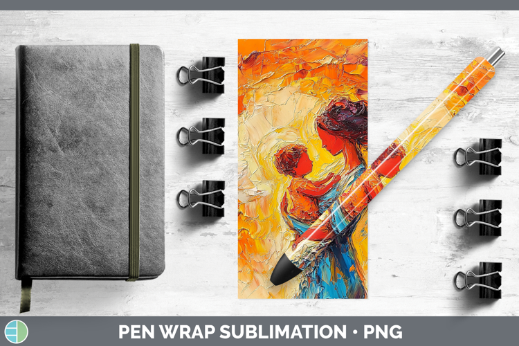 BS04 Thick Paint Mother Child Pen Wrap Sublimation Pen Desig