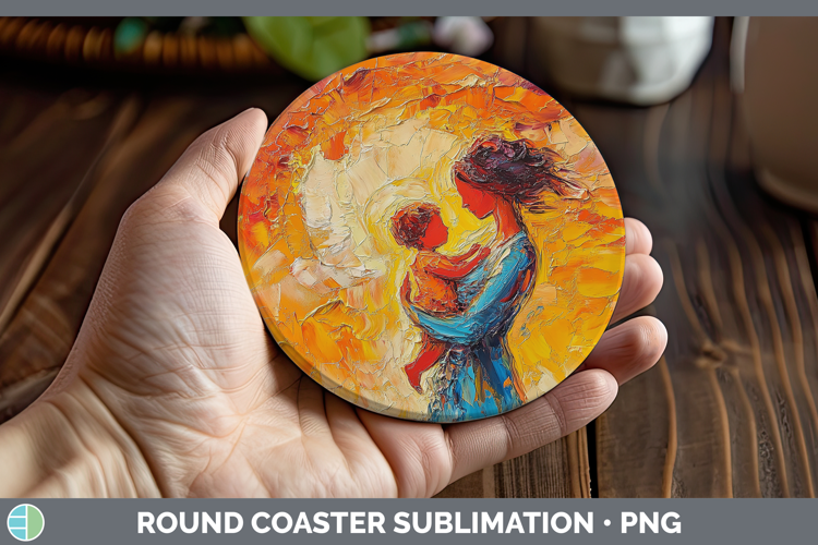 BS04 Thick Paint Mother Child Round Coaster Sublimation Coas