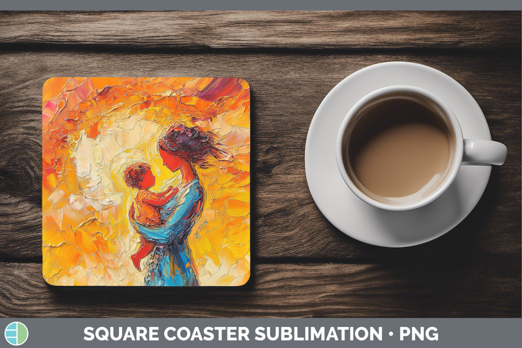BS04 Thick Paint Mother Child Square Coaster Sublimation Coa