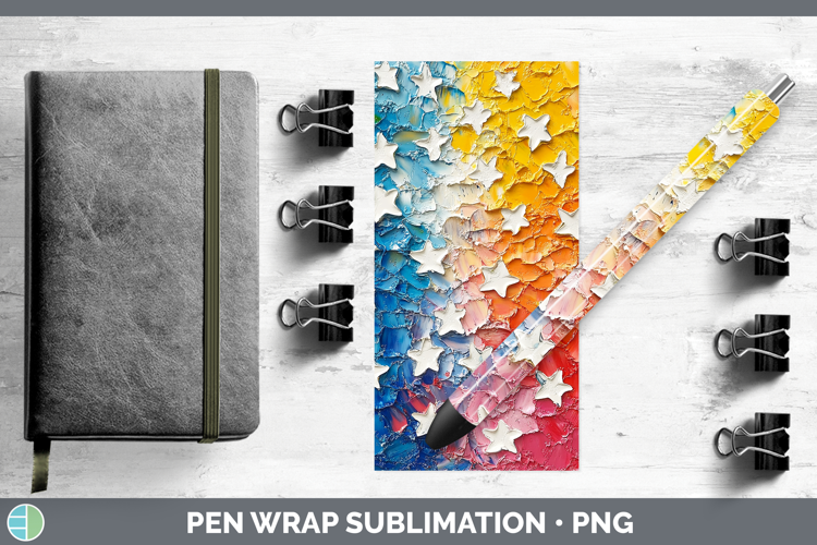 BS04 Thick Paint Stars Pen Wrap Sublimation Pen Designs