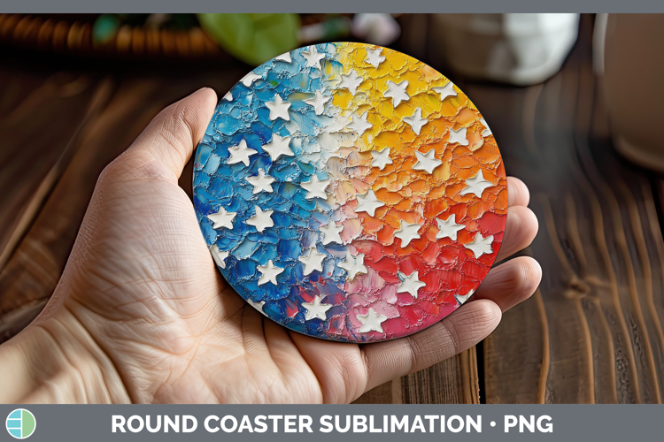 BS04 Thick Paint Stars Round Coaster Sublimation Coaster Des
