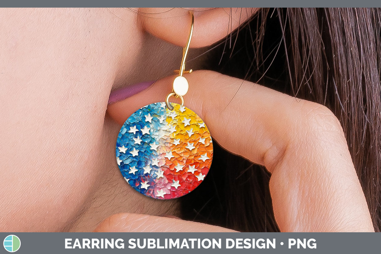 BS04 Thick Paint Stars Round Earrings Sublimation Earrings D