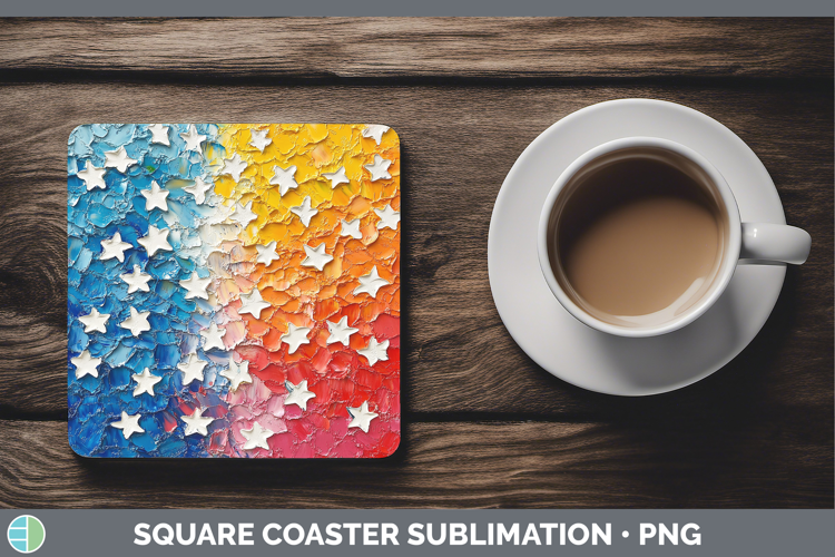 BS04 Thick Paint Stars Square Coaster Sublimation Coaster De