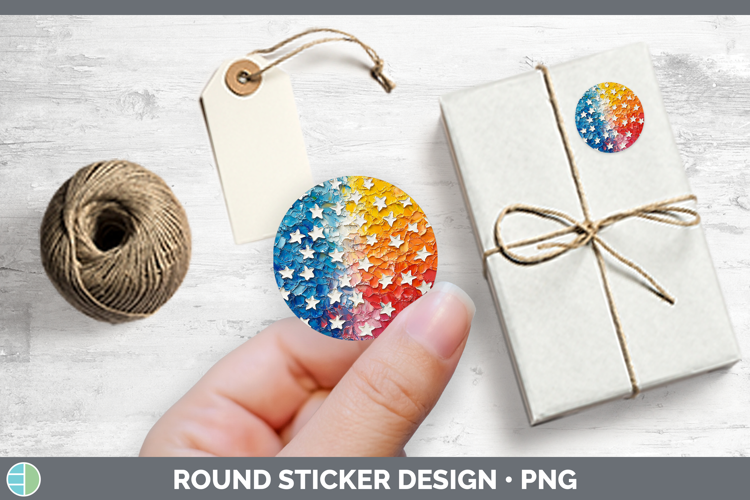 BS04 Thick Paint Stars Stickers | Round Labels Designs