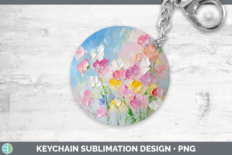 BS04 Thick Paint Sweet Pea Keychain Sublimation Keyring Desi