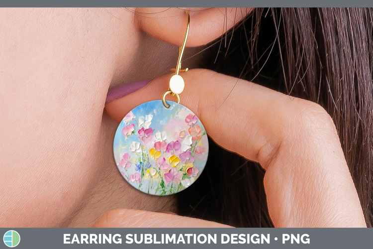BS04 Thick Paint Sweet Pea Round Earrings Sublimation Earrin