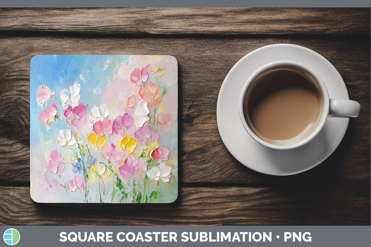 BS04 Thick Paint Sweet Pea Square Coaster Sublimation Coaste