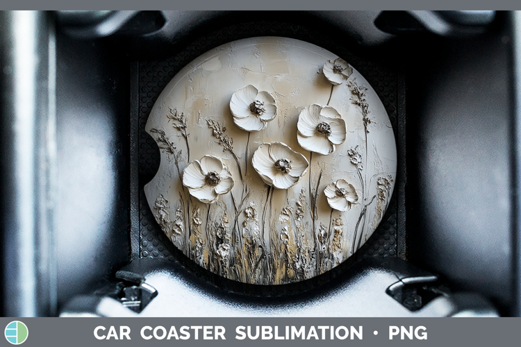 BS04 Thick Paint Wild Flowers Car Coaster Sublimation Desig