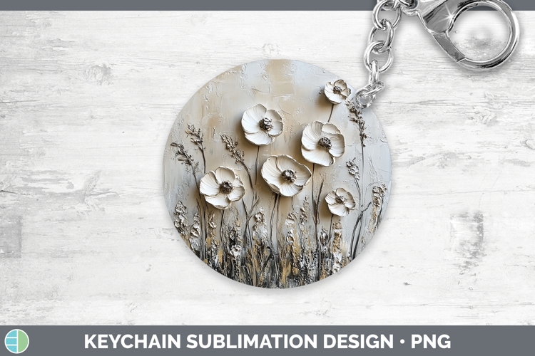 BS04 Thick Paint Wild Flowers Keychain Sublimation Keyring D