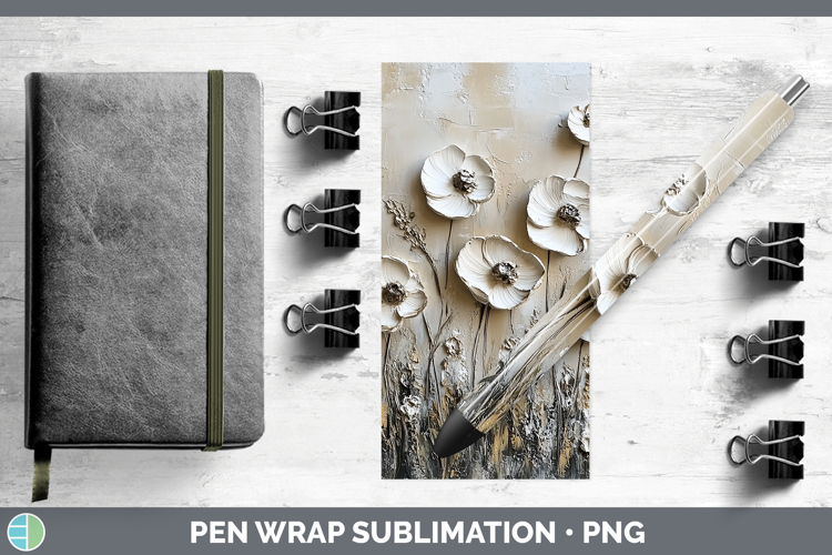 BS04 Thick Paint Wild Flowers Pen Wrap Sublimation Pen Desig