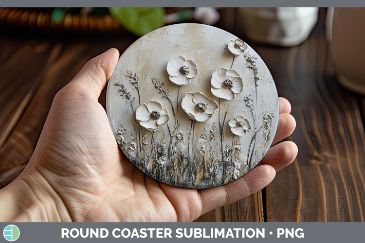 BS04 Thick Paint Wild Flowers Round Coaster Sublimation Coas