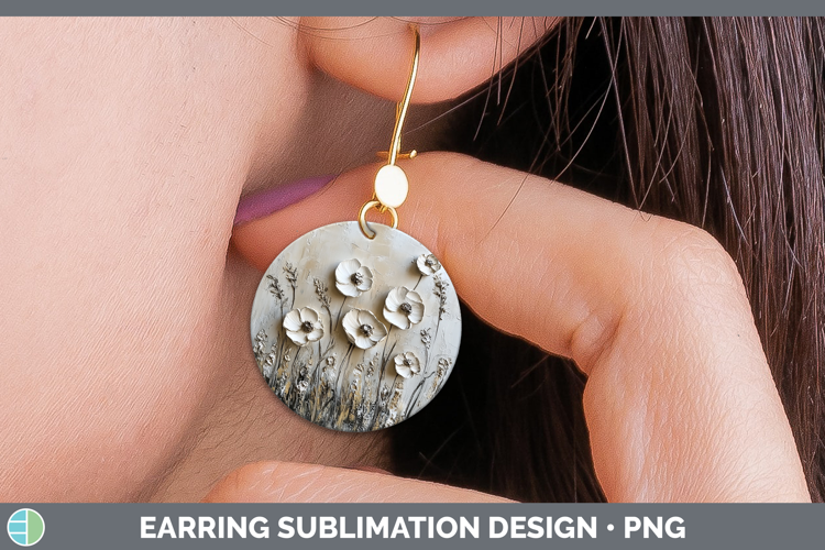 BS04 Thick Paint Wild Flowers Round Earrings Sublimation Ear