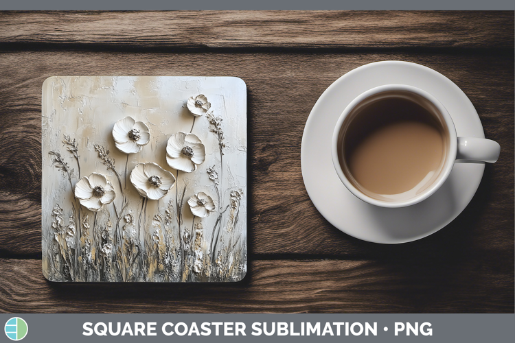 BS04 Thick Paint Wild Flowers Square Coaster Sublimation Coa