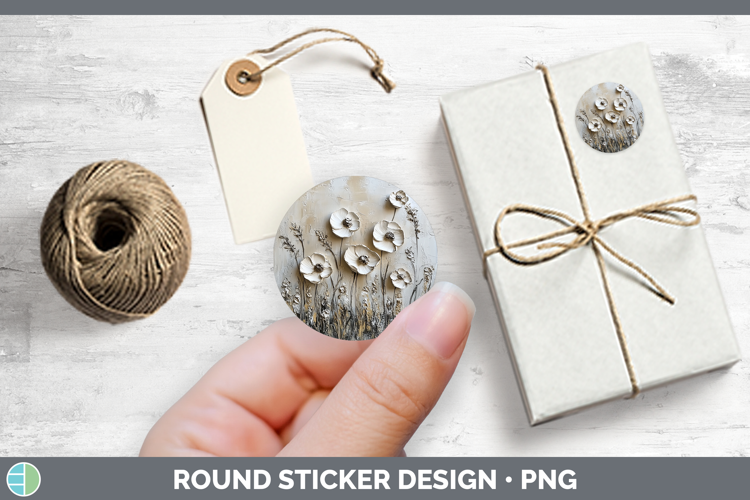 BS04 Thick Paint Wild Flowers Stickers | Round Labels Design