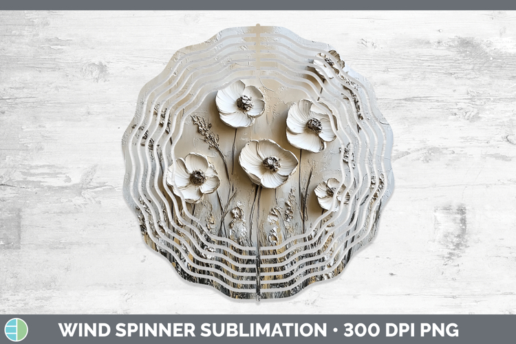 BS04 Thick Paint Wild Flowers Wind Spinner Sublimation Spinn