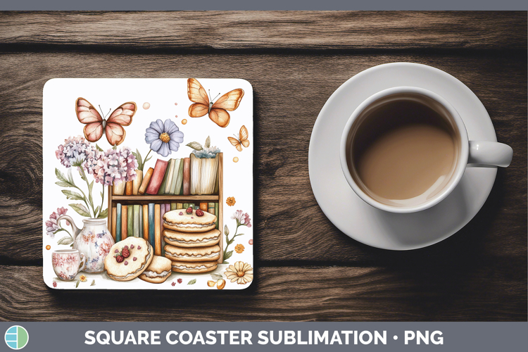 BS05 Bookshelf Cookies Square Coaster Sublimation Coaster De