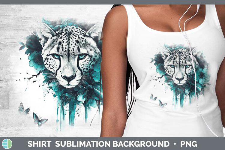 BS05 Teal Drips Cheetah Shirt Sublimation Sublimation Backgr