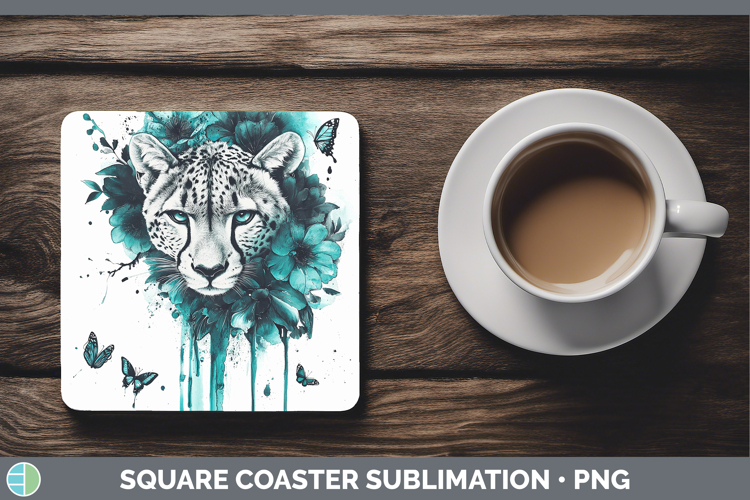 GorgeousBS05 Teal Drips Square Coaster design.