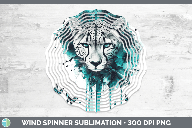BS05 Teal Drips Cheetah Wind Spinner Sublimation Spinner Des