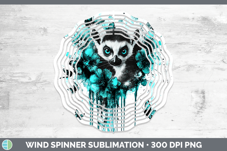 BS05 Teal Drips Lemur Wind Spinner Sublimation Spinner Desig