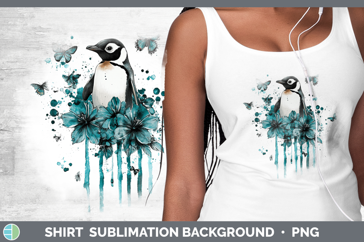 BS05 Teal Drips Penguin Shirt Sublimation Sublimation Backgr
