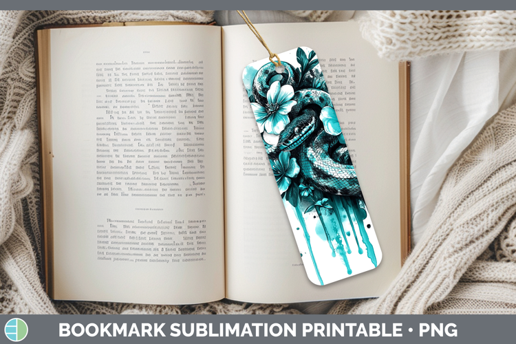 BS05 Teal Drips Snake Bookmark Sublimation Printable Designs