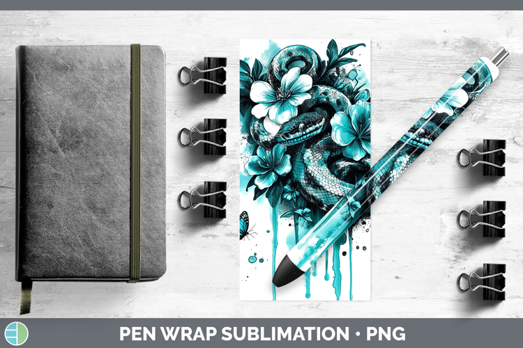 BS05 Teal Drips Snake Pen Wrap Sublimation Pen Designs