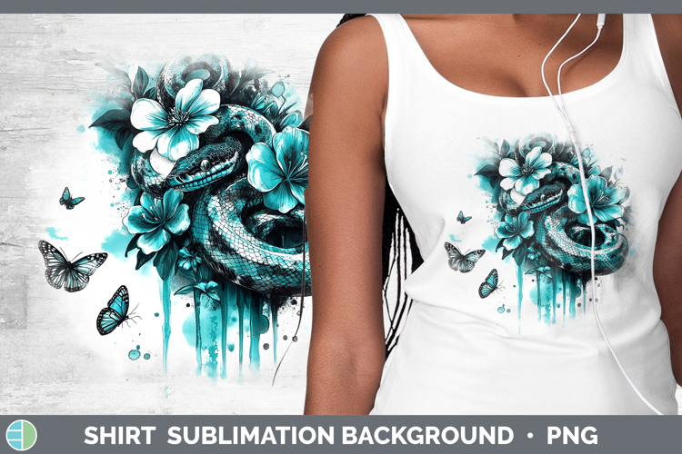 BS05 Teal Drips Snake Shirt Sublimation Sublimation Backgrou