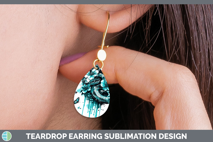 BS05 Teal Drips Snake Teardrop Earrings Sublimation Earrings