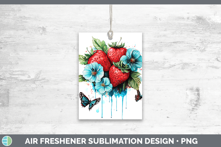 BS05 Teal Drips Strawberry Air Freshener Sublimation Car Fre