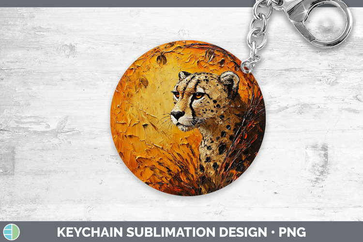 BS05 Thick Paint Cheetah Keychain Sublimation Keyring Design