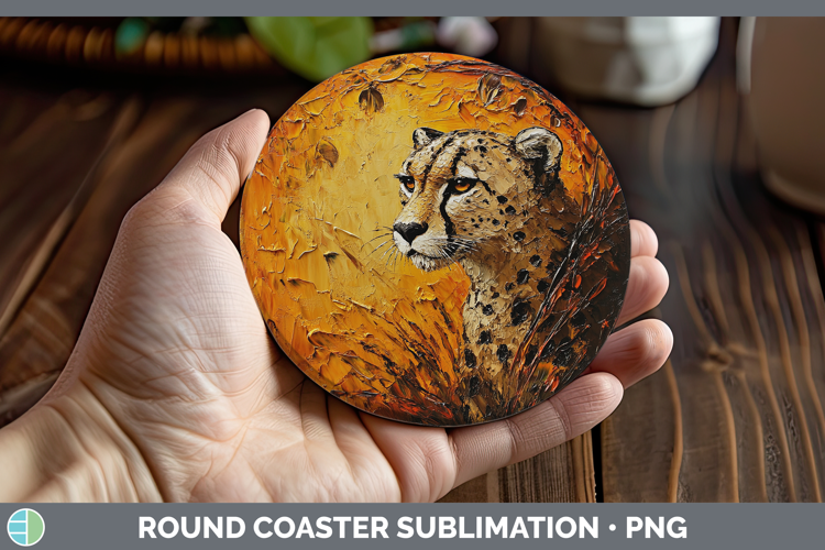 BS05 Thick Paint Cheetah Round Coaster Sublimation Coaster D