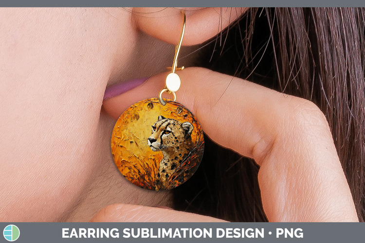 BS05 Thick Paint Cheetah Round Earrings Sublimation Earrings