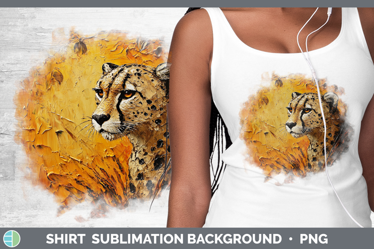 BS05 Thick Paint Cheetah Shirt Sublimation Sublimation Backg
