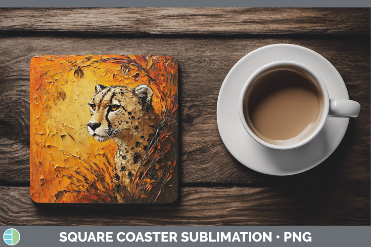 BS05 Thick Paint Cheetah Square Coaster Sublimation Coaster