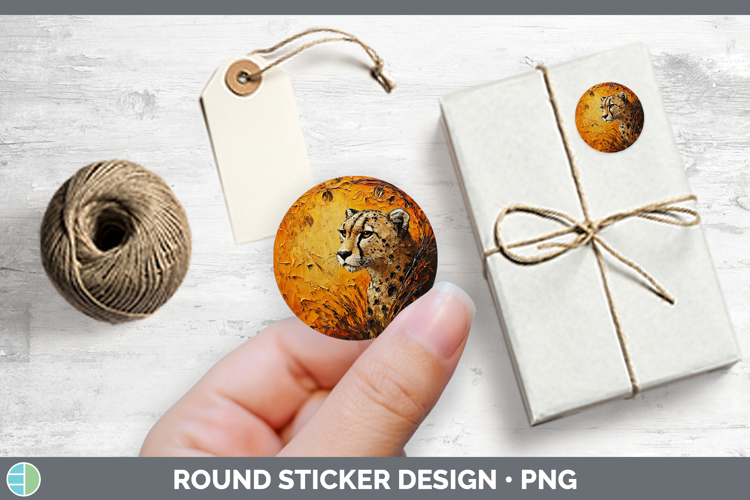 BS05 Thick Paint Cheetah Stickers | Round Labels Designs