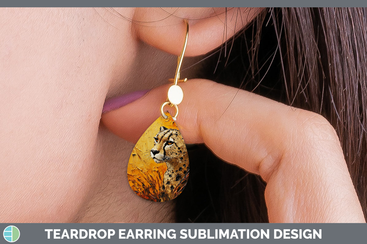 BS05 Thick Paint Cheetah Teardrop Earrings Sublimation Earri