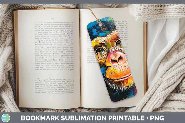 BS05 Thick Paint Chimpanzee Bookmark Sublimation Printable D