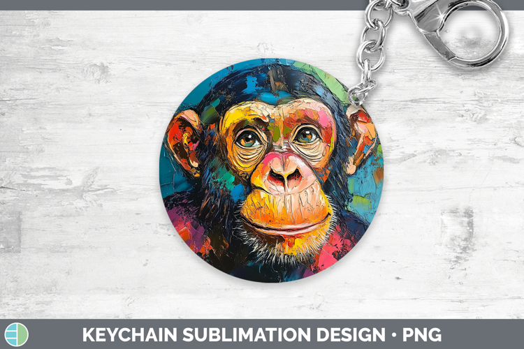 BS05 Thick Paint Chimpanzee Keychain Sublimation Keyring Des