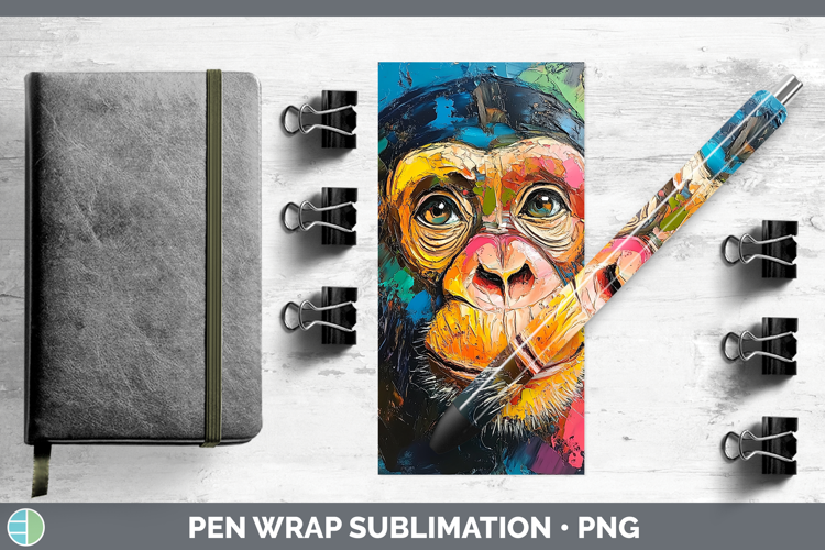 BS05 Thick Paint Chimpanzee Pen Wrap Sublimation Pen Designs