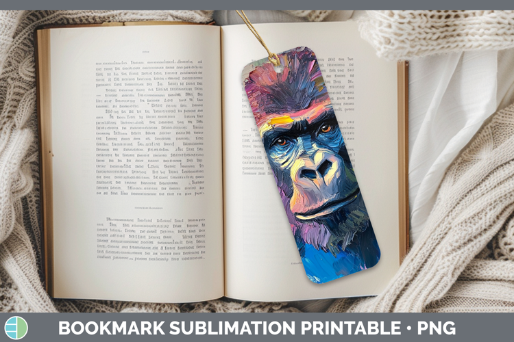BS05 Thick Paint Gorilla Bookmark Sublimation Printable Desi