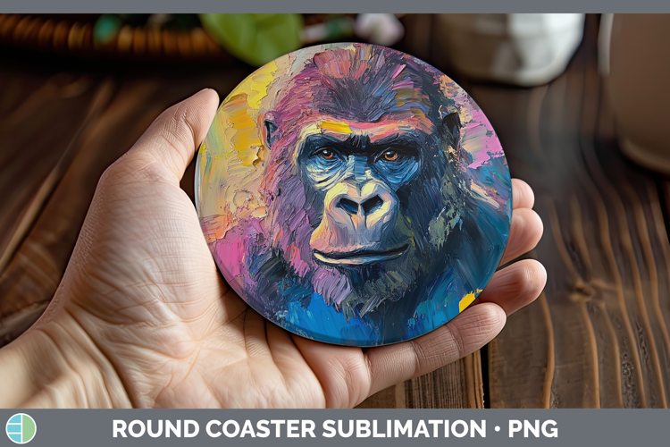 BS05 Thick Paint Gorilla Round Coaster Sublimation Coaster D