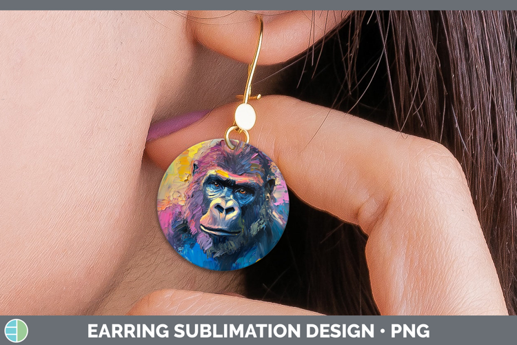BS05 Thick Paint Gorilla Round Earrings Sublimation Earrings