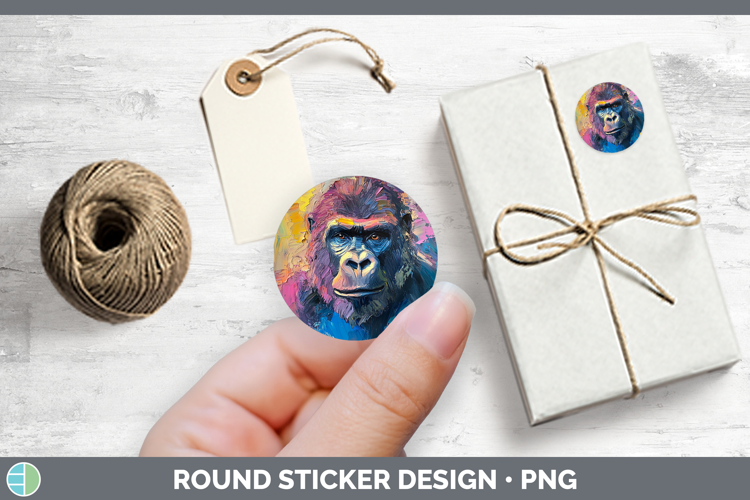 BS05 Thick Paint Gorilla Stickers | Round Labels Designs