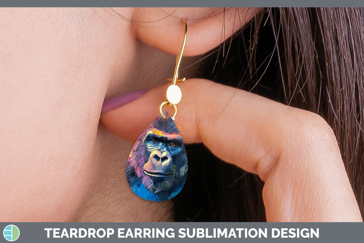 BS05 Thick Paint Gorilla Teardrop Earrings Sublimation Earri