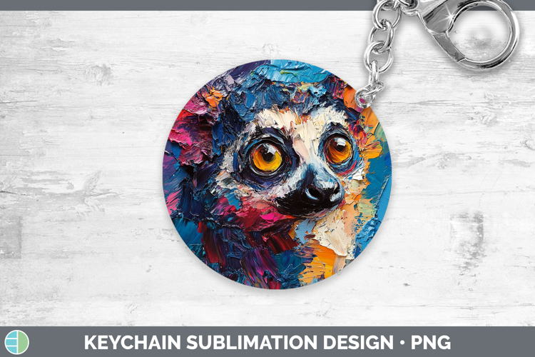 BS05 Thick Paint Lemur Keychain Sublimation Keyring Designs