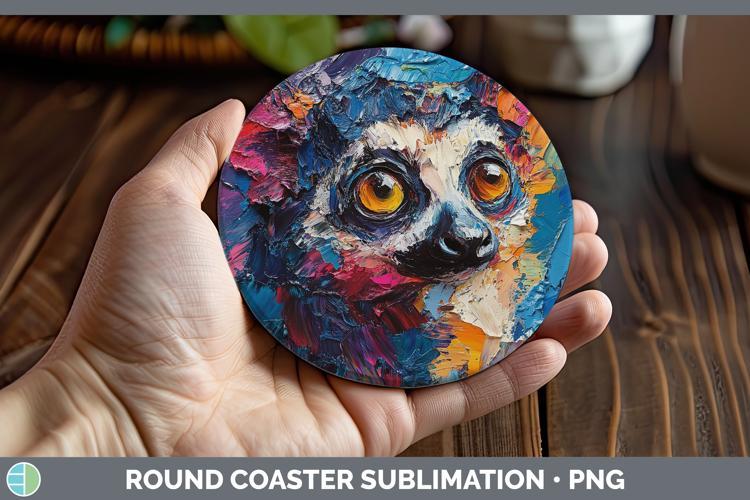 BS05 Thick Paint Lemur Round Coaster Sublimation Coaster Des