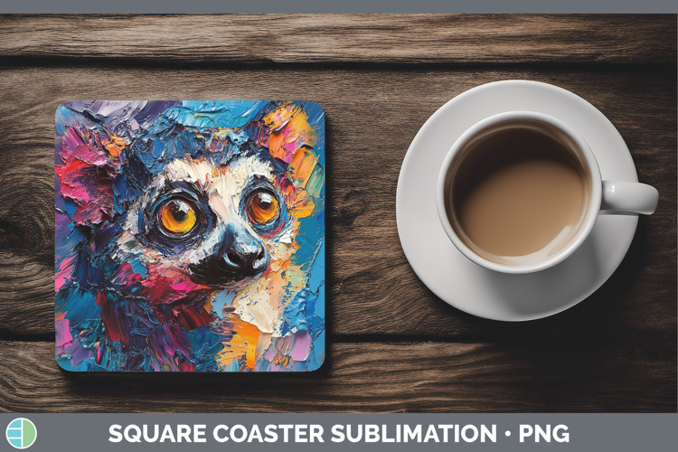 BS05 Thick Paint Lemur Square Coaster Sublimation Coaster De